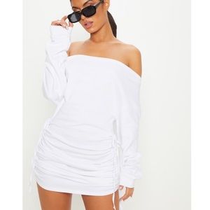 White bardot riches side jumper dress